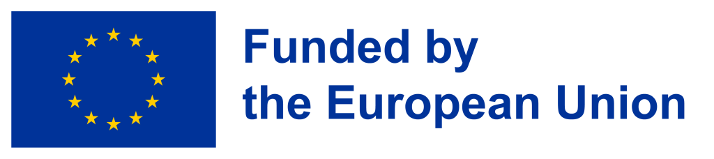 European Union logo. To the right, blue text reads 'Funded by the European Union,'